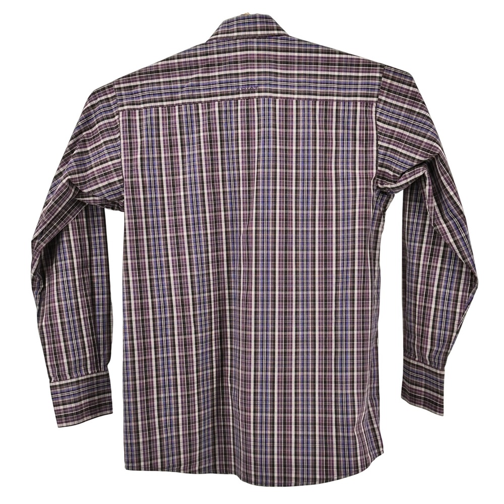 Ariat Pro Series Mens Small Purple Plaid Long Sleeve Snap Front Western Shirt - Picture 3 of 11